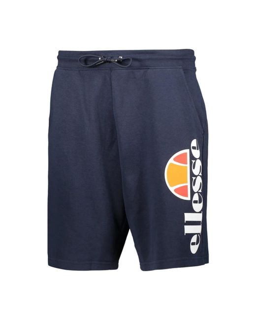 Ellesse Korte Broeken ,Blauw ,Katoen Blauwe Verlengde Logo Shorts in het Blue voor heren