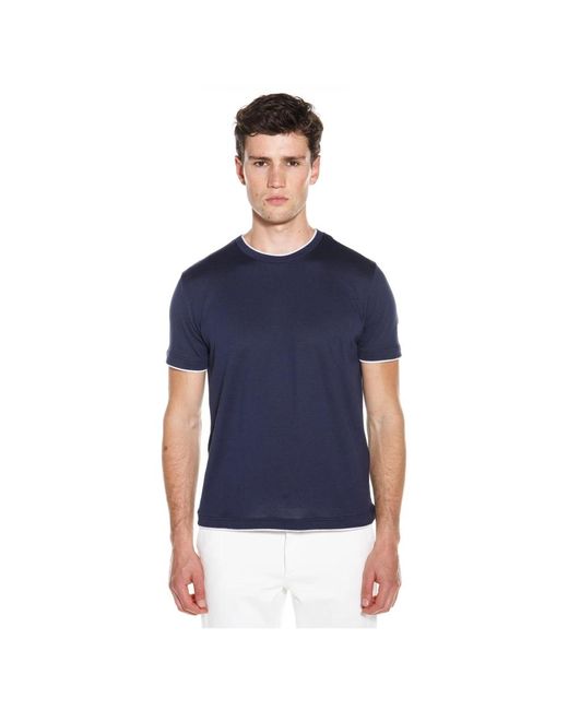 Eleventy Tops ,Blauw ,Katoen Katoenen Jersey T-Shirt Met Ronde Hals in het Blue voor heren