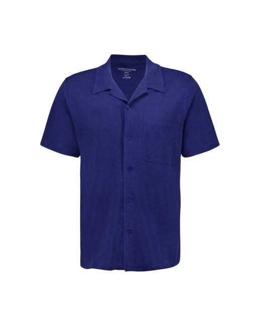Majestic Filatures Blue Short Sleeve Shirts for men