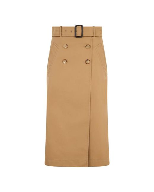 Moschino Rokken ,Katoen Midi Rok Met Riem En Zakken in het Natural