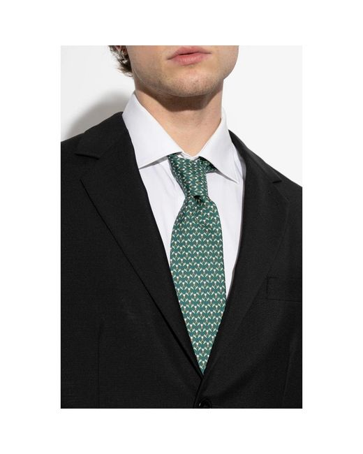 Ferragamo Club Print Seidenkrawatte in Green für Herren
