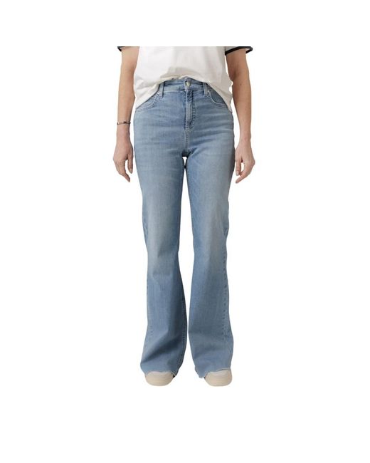 Cambio Blue Flared jeans mit verstecktem reißverschluss und weiten beinen