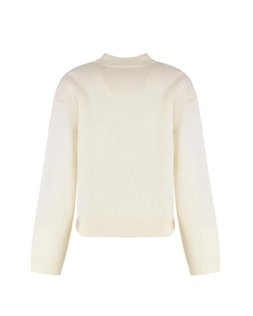 A.P.C. White Beiger Rippstrick-Crewneck-Pullover