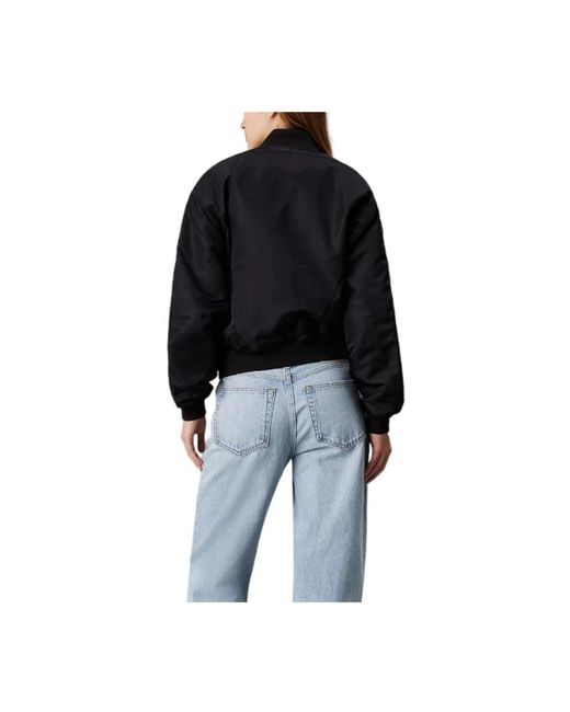 Calvin Klein Jassen ,Zwart ,Nylon Gewatteerd Bomberjack in het Black