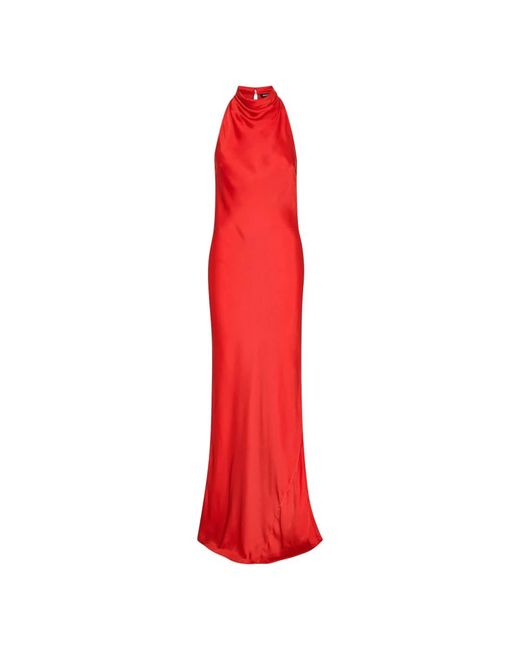 ROTATE BIRGER CHRISTENSEN Red Rotes Cowl Neck Maxikleid
