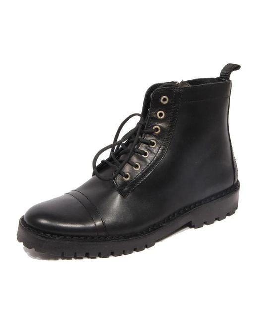 SELECTED Black Lace-Up Boots for men