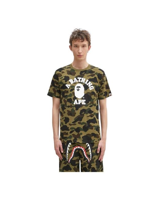 A Bathing Ape 1St Camo College T-Shirt in het Green voor heren