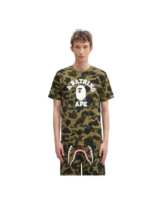 A Bathing Ape 1St Camo College T-Shirt in het Green voor heren
