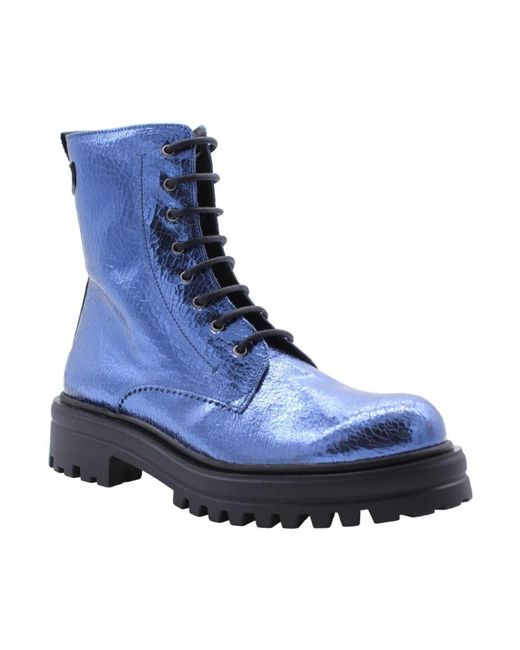 Floris Van Bommel Blue Lace-Up Boots