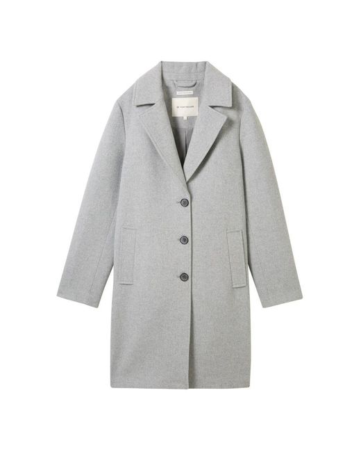 Tom Tailor Gray Recycelter Wollmantel Lang