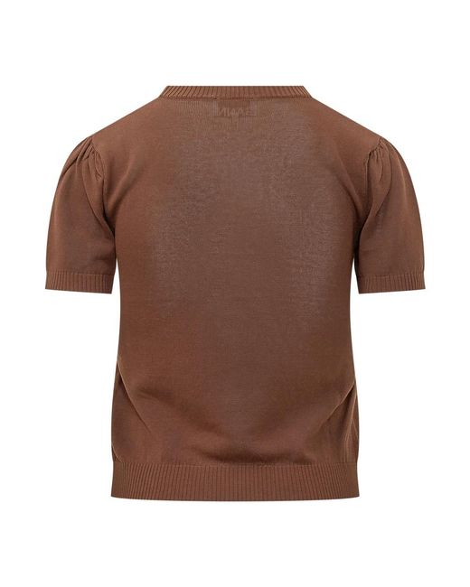 Ganni Brown Round-Neck Knitwear