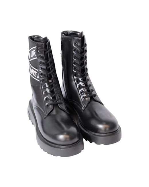 Love Moschino Black Lace-Up Boots