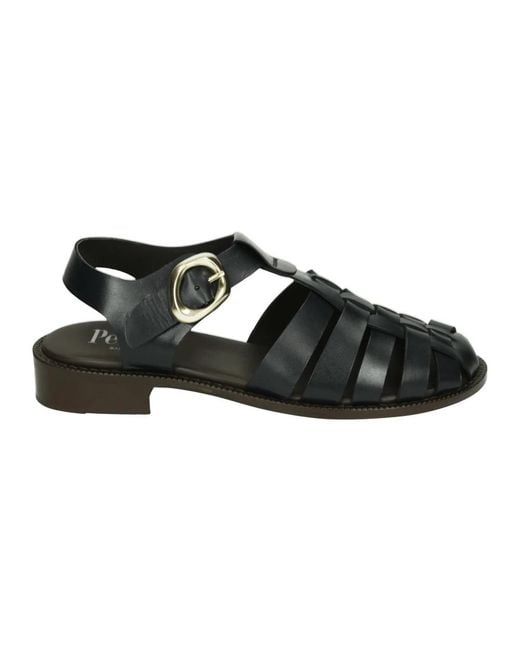 Pertini Black Flat Sandalen