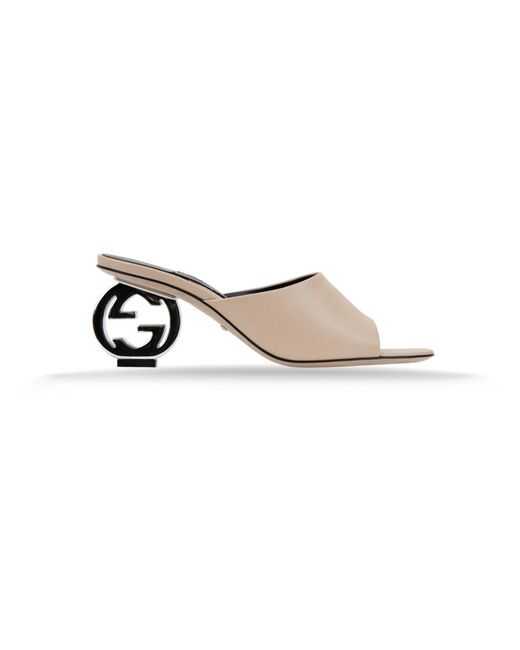 Gucci Natural Heeled Mules