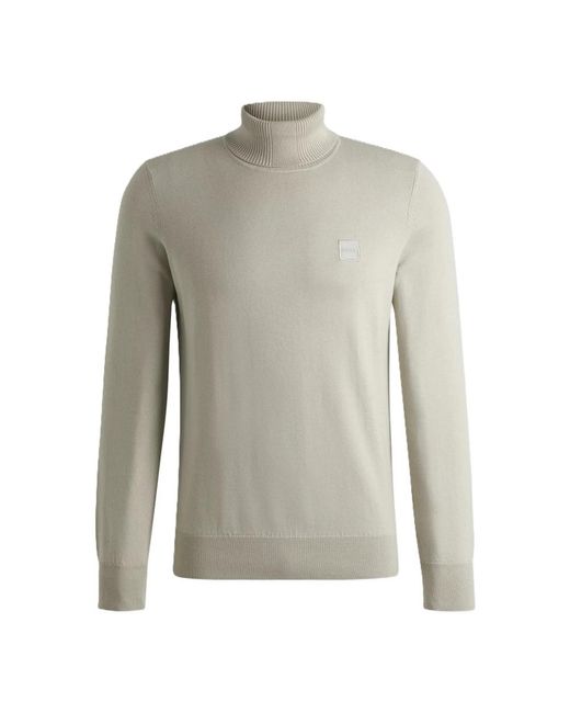 HUGO Truien & Vesten ,Katoen Rollneck Regular-Fit Trui in het Gray voor heren