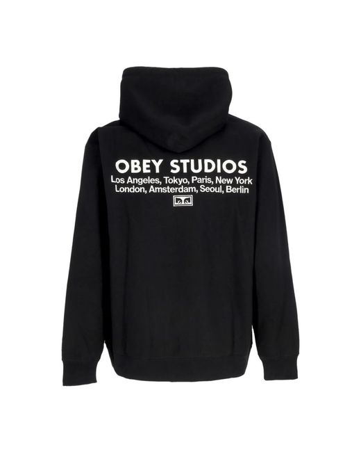 Obey Schwarzer fleece hoodie studios streetwear in Black für Herren