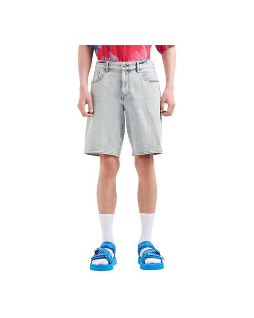 ARMANI EXCHANGE Blue Denim Shorts for men