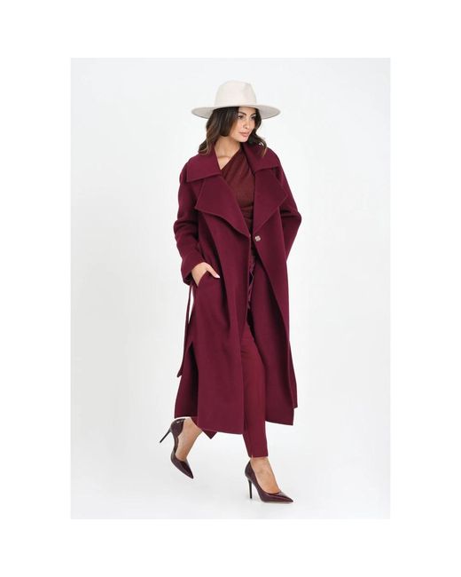 Belted Coats SIMONA CORSELLINI de color Red