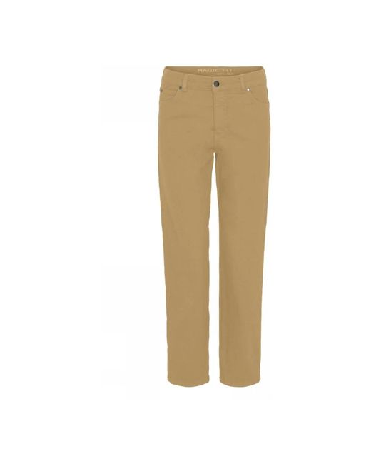 Cro Jeans ,Geel ,Katoen Magic Fit Straight Leg Straw Broek in het Natural