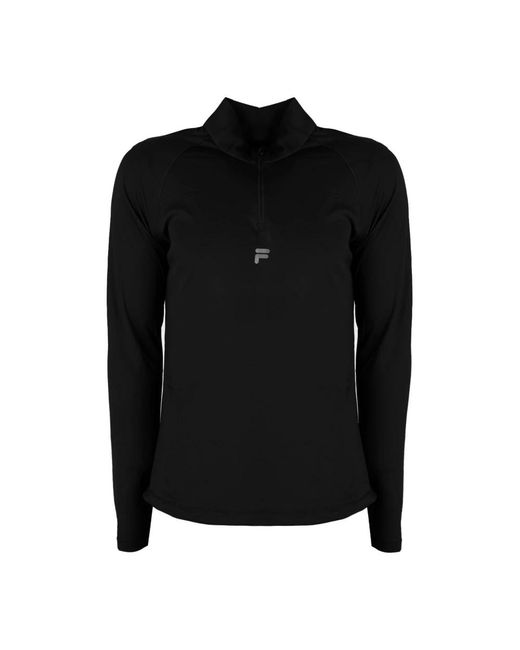 Fila Tops ,Zwart ,Polyester Aansluitend Polo Shirt Met Rits En Verstelbare Koordjes in het Black voor heren