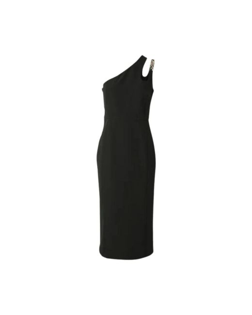 Liu Jo Kleedjes ,Zwart ,Polyester One-Shoulder Tubino Jurk in het Black