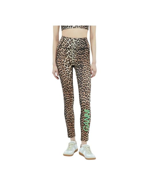 Leggings de cintura alta estampado de leopardo Ganni de color Multicolor