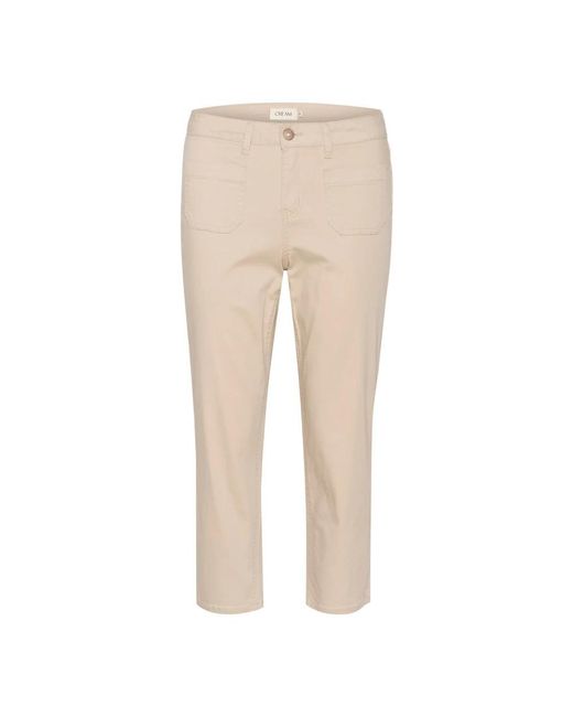 Cream Natural Cropped Trousers