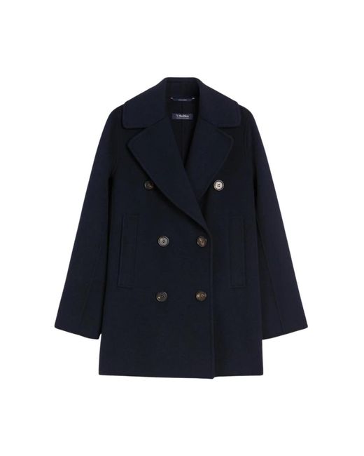 Max Mara Blue Double-Breasted Coats