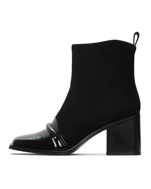 CESARE GASPARI Black Wildleder Stiefelette Mit Lackspitze