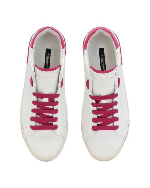 Dolce & Gabbana Pink Portofino sneakers, made in italy, 100% leder