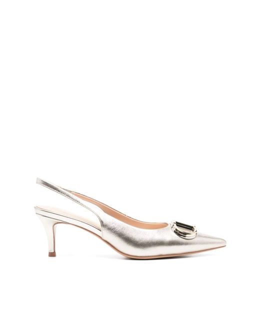 Twinset White Graue flache slingback-schuhe,graue absatz slingback leder pumps,grauer absatz set