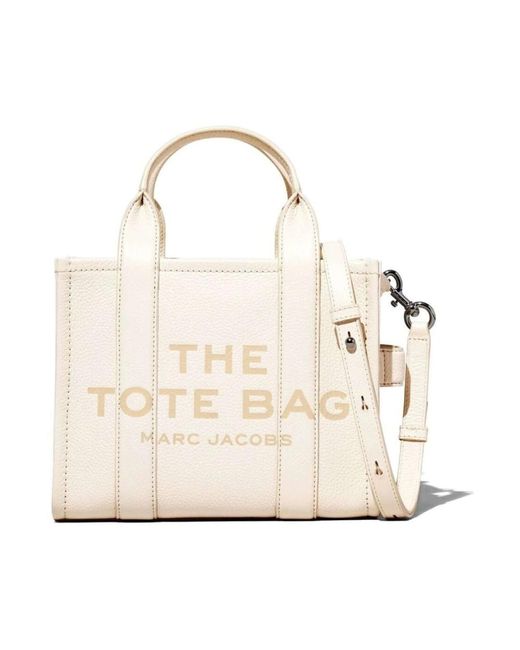 Borsa a tracolla in pelle granulosa con logo di Marc Jacobs in Natural