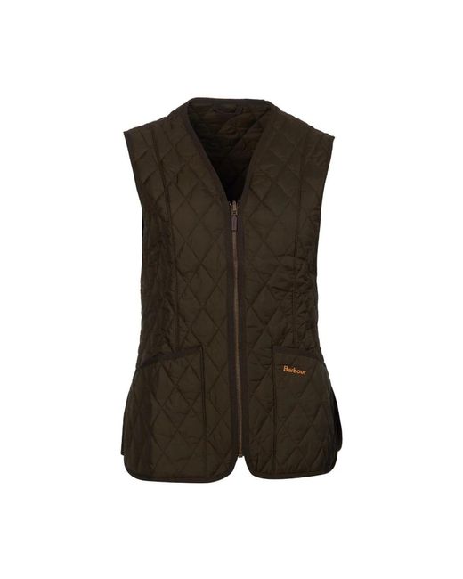 Barbour Jassen ,Groen ,Leer Betty Vest in het Brown