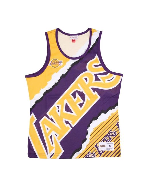 Mitchell & Ness Tops ,Geel ,Polyester Nba Jumbotron Basketball Tank Top in het Blue voor heren