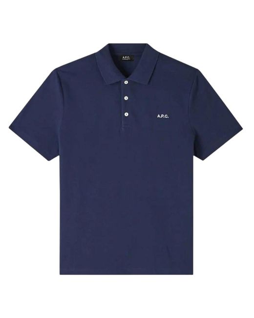 A.P.C. Tops ,Blauw ,Ocean Polo T-Shirt in het Blue