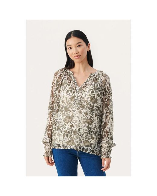 Part Two Overhemden ,Veelkleurig ,Dusky Fleur Print Blouse in het Natural