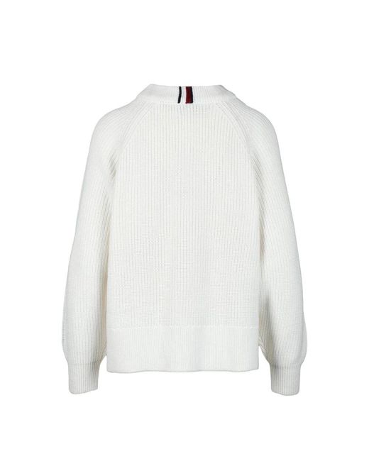 Round-Neck Knitwear di Tommy Hilfiger in White