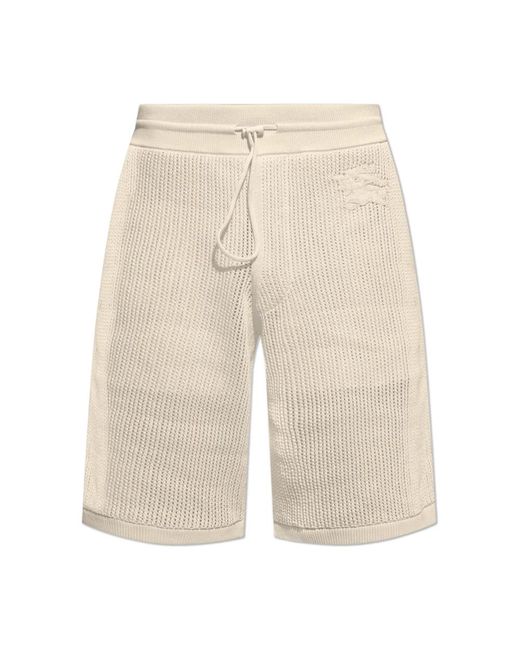 Shorts in cotone con logo di Burberry in Natural da Uomo