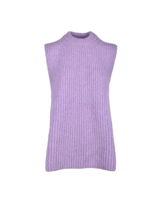 Erika Cavallini Semi Couture Purple Round-Neck Knitwear