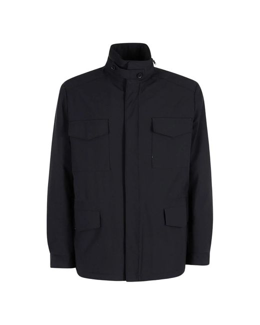 Giacca nera impermeabile con collo alto di DUNO in Black da Uomo