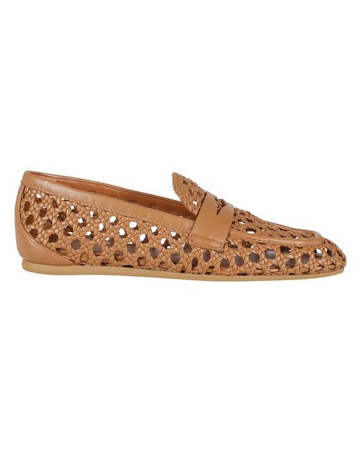 Stuart Weitzman Schoenen ,Bruin ,Leer Hazel Geweven Leren Loafer in het Brown