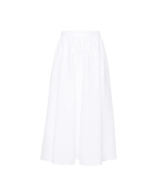 Falda blanca de algodón elástico diseño seersucker MSGM de color White