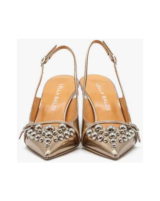 Lella Baldi Schoenen ,Oranje ,Pumps in het Metallic