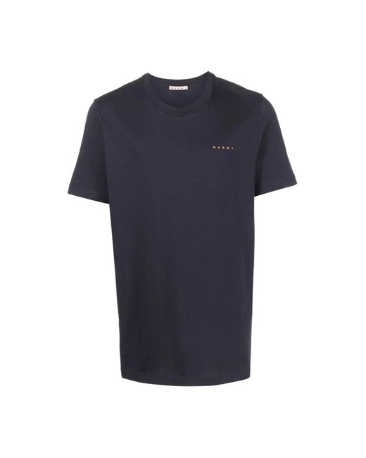 Marni Tops ,Blauw ,Katoen Logo Embroidery T-Shirt in het Blue voor heren