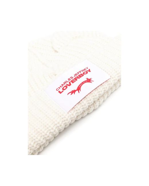 Loverboy by Charles Jeffrey White Beanies for men