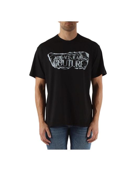 Versace Baumwolllogo-druck-regular-fit-t-shirt in Black für Herren