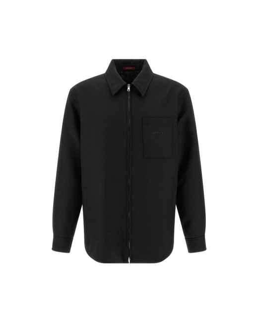 Gucci Wool Twill Zip Overshirt in het Black voor heren