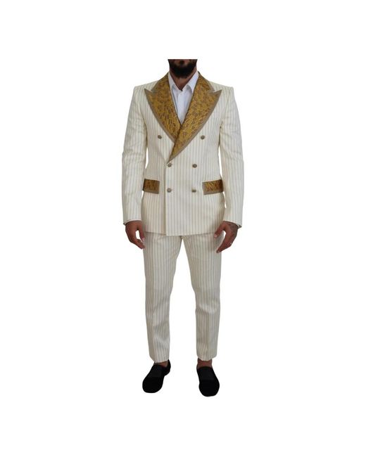 Dolce & Gabbana Natural Double Breasted Suits for men