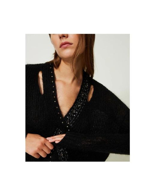 Knitwear > v-neck knitwear Twin Set en coloris Black