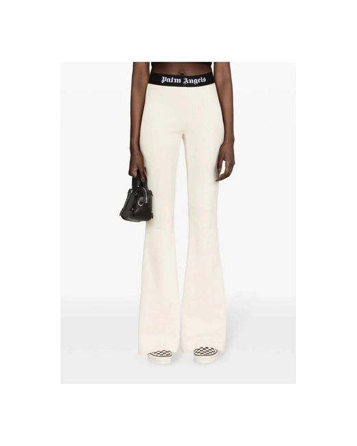 Palm Angels White Wide Trousers